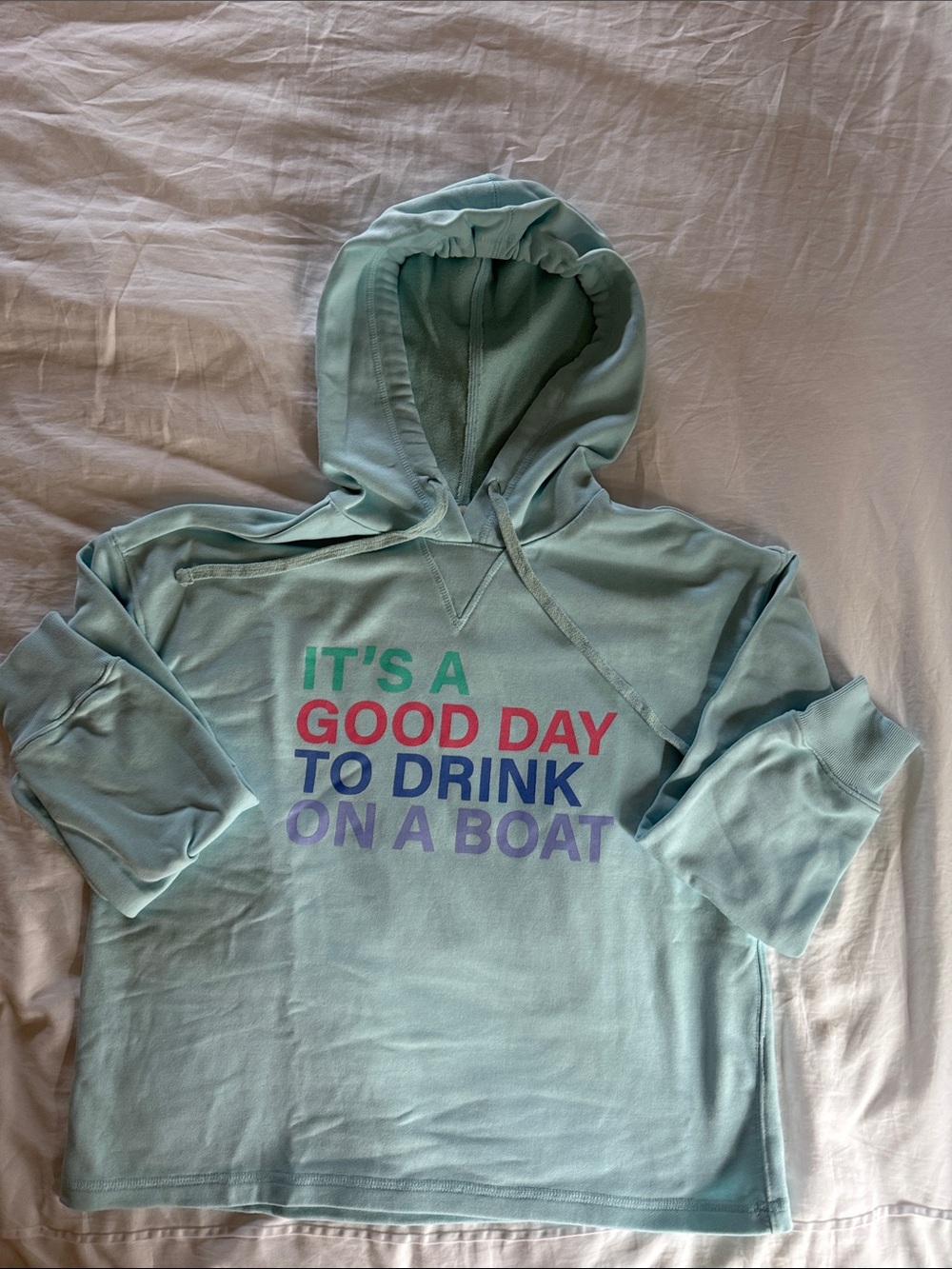 Light Aqua Graphic Hoodie - 'It's A Good Day' Slogan